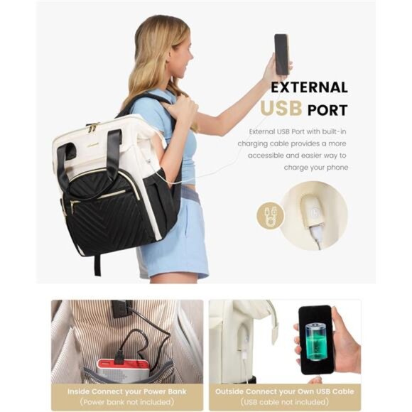 Laptop Backpack for Women, 15.6 Inch Work Laptop Bag，Waterproof - Picture 5 of 7